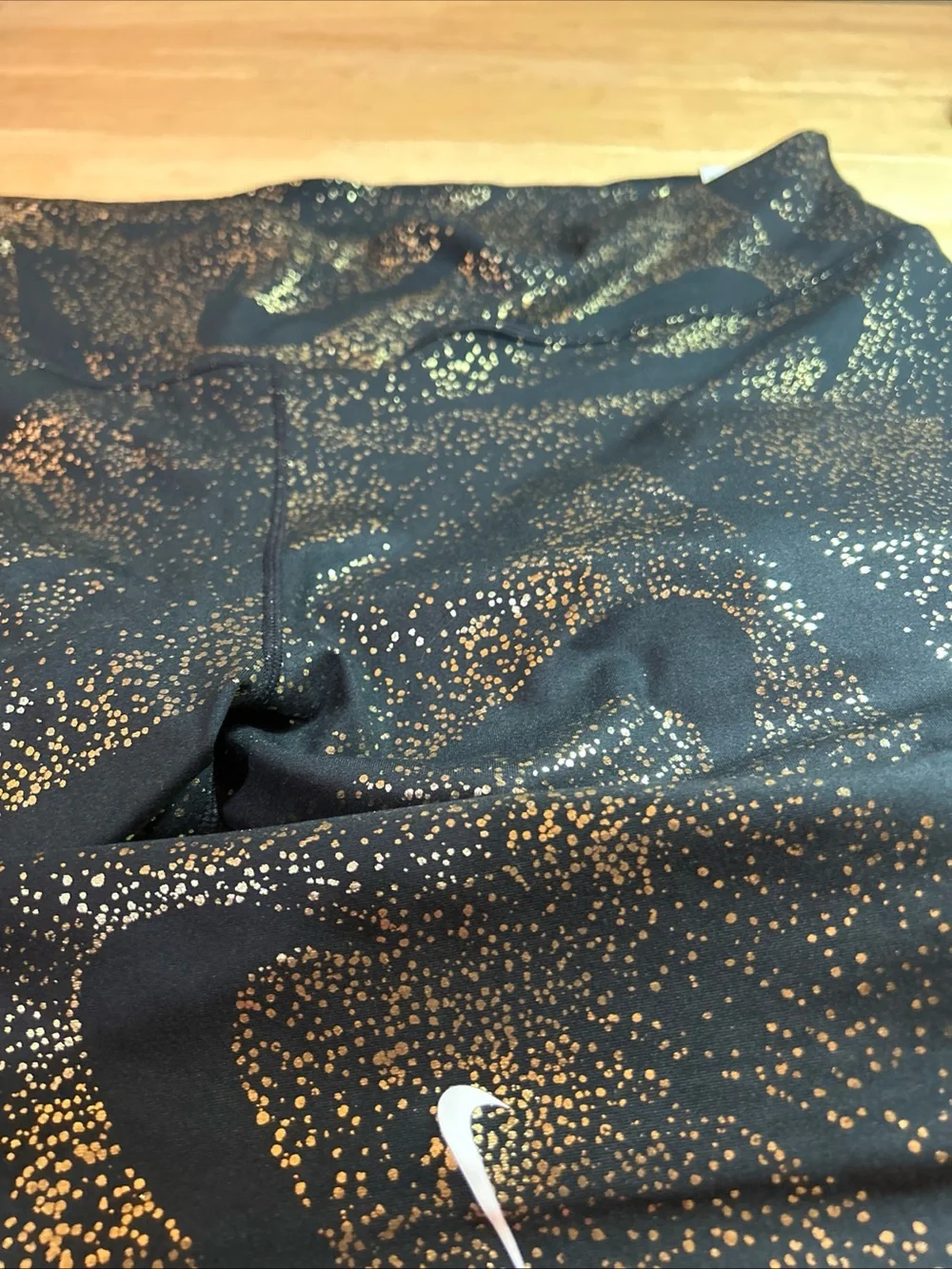 NEW Nike One Women Mid-Rise Foil Printed Leggings Black Gold XXL Tight Fit Ankle
